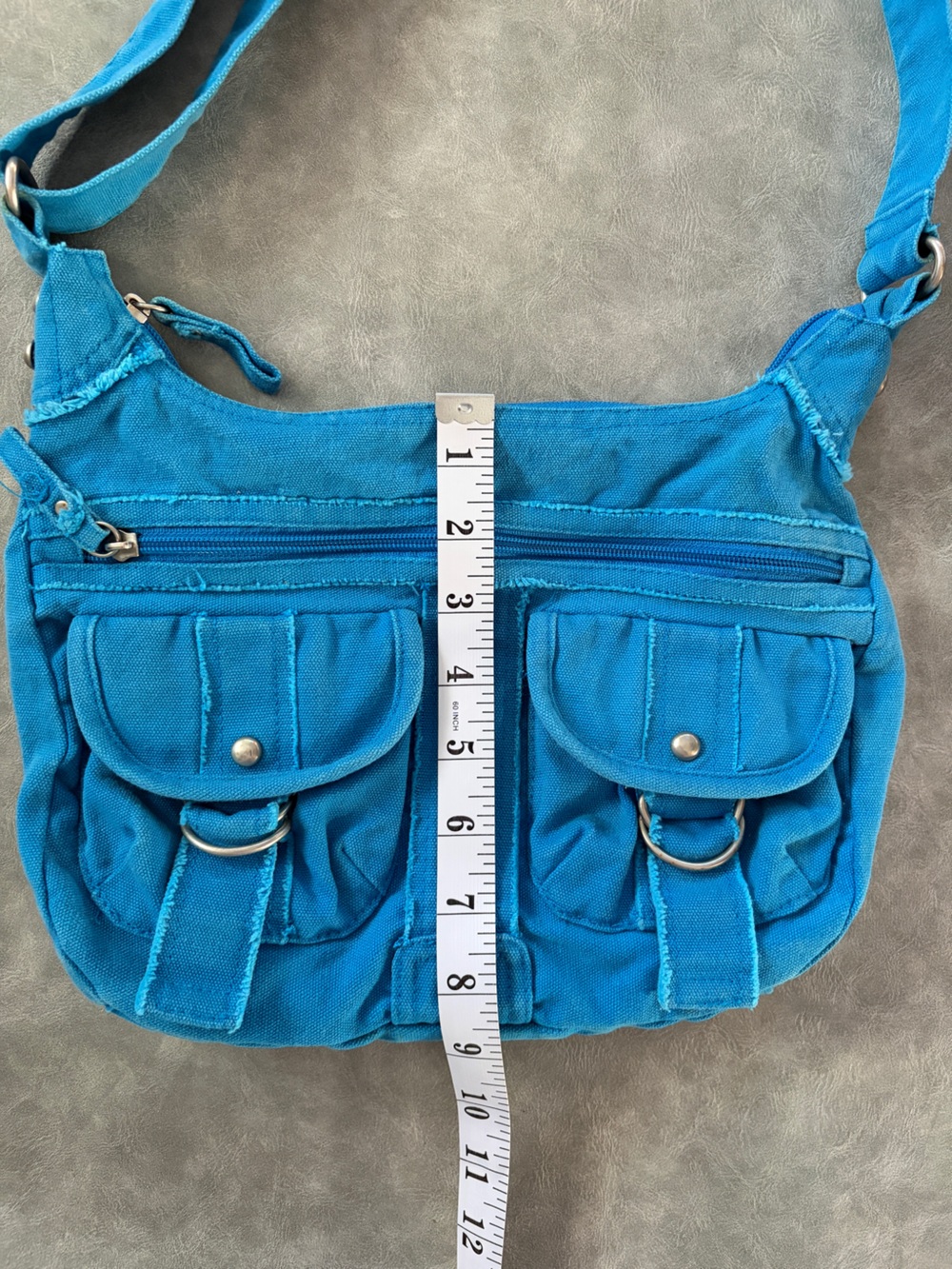 Y2K 2000’s Blue Canvas Cargo Crossbody Bag - Picture 11 of 13